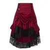 Skirts Costumes Steampunk Gothic Skirt Lace Women Clothing High Low Ruffle Party Lolita Red Medieval Victorian Punk Skater Button Front