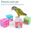 Andra fågelförsörjningar papegoja Piggy Bank Interactive Toy Puzzle Coin Tin Box Jar Color Random