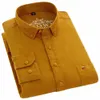 Mäns LG Sleeve Vintage 100% Cott Corduroy Shirt Single Patch Pocket Standard-fit Butt-Down Collar Quality Casual Shirts Y2YJ#