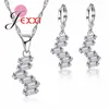 Collana e orecchini Set trendy zirconi bianchi in argento sterling 925 Design unico per orecchini da donna/pendente/collana