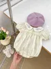 T-shirts 2024 Summer New Baby Girl Cute Short Sleeve Bodysuit Cotton Newborn Sweet Embroidery Jumpsuit Infant Flower Princess Clothes24328
