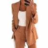 Stilvolle Anzug Mantel Faux Taschen Frauen Strickjacke Outwear Einfarbig Turndown Kragen Anzug Jacke H44N #