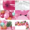 Accessoires Kit de guirlande de ballons flamants tropicaux ballons roses verts pour fête prénatale Luau hawaïenne fournitures de décoration de fête d'anniversaire