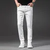 Nuevos pantalones vaqueros ajustados de primavera y otoño para hombre Fi Casual Classic Stretch Slim Fit pantalones de mezclilla pantalones blancos marca Jeans para hombre 446z #