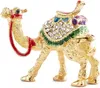 H D – Figurines de chameau en cristal, ornement décoratif, Statues de chameau en émail doré, bibelot d'animaux, boîte à bijoux à charnière 240325