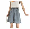 Short en Jean d'été pour femmes, short en Jean ample, taille haute, Chic, couleur unie, décontracté, printemps été, 2024, L58G #