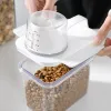 Burkar lufttätt husdjur mat dispenser förvaring container katt mat dispenser plast förvaring låd kök arrangör cereal ris container