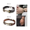 Charm Bracelets Leather Bracelet Wristband Stainless Steel Clasp Brown Gifts For Men Boyfriend Husband Dad Brother Son