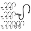 Shower Curtains Curtain Hooks Rust Proof Rings For Bathroom Decorative Black Metal