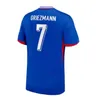 2024 25 Fan Player French Soccer Jerseys Benzema Giroud Mbappe Griezmann Saliba Pavard Kante Maillot de Foot Equipe Maillots Kids Kit Jersey Football Shirt Home S-4XL