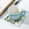 Table Mats Green Woman And Flowers Ceramic Coasters (Square) Set Cute Flower Cup For Tea