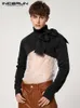 Incerun Men TシャツTurtleneck LG Sexy Bow-Knot不規則なクロップトップ2023ソリッドカラーストリートウェアスタイリッシュなCamisetas S-5XL S18A＃