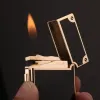 Briquet à gaz en acier véritable, briquet fort, flamme nue, métal, coulissant sur le côté, boîte-cadeau pour petit ami et mari