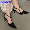 Robe chaussures femme bout pointu mode bride à la cheville dames talons hauts 2024 chaussures de luxe vin rouge femmes pompes