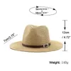 Storlek 54-56-58 59-60cm Natural Panama Straw Hat Summer Men Women Wide Brim Beach UV Protection Fedora Sun Hat Wholesale 240325