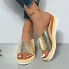 Slippers Leopard Wedges High Heels Women Shoes Sandals Platform Beach Dress Flip Flops 2024 Fashion Pumps Brand Mujer Slides