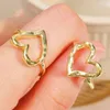 Cluster Rings Vintage Punk Irregular Hollow Heart For Women Men Gold Color Stainless Steel Ring Trend Engagement Party Jewelry Gift