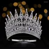 Hair Clips Barrettes Elegance Adjustable Round Tiaras Crowns Women Miss World Stage Show Crystal Diadem Bridal Jewelry Accessories Dro Otgyv