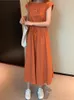 10 färger S-2XL Summer Women Dress Maxi Evening Female Vintage Dress Overize Short Sleeve Beach Dresses Robe Vestido Cotton 240313