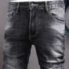 Nowo projektant FI Men Jeans Retro Black Grey Estront Slim Fit Vintage Raped Dżinsy Mężczyźni Patched Designer Hip Hop Denim Spods W1vd#