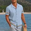 camisa hawaiana c estampado de curva dulada para hombre, ropa masculina c solapa de vacacies, manga corta, Top informale alla moda, ropa de cal P2bA#