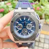 Iconic AP Wristwatch Royal Oak Offshore Series 26480TI Titanium Alloy Blue Dial Discontinued Mens Chronograph Fashion Casual Business Sports Watch