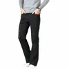 Jeans hommes hommes noirs en denim déchiré micro pantalon évasé conception classique Big Pantalon évasé J8KJ #