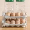 Bouteilles de stockage Réfrigérateur Capacité de l'organisateur d'œufs Boîte à double couche avec 32 grilles Conception visible transparente Qualité alimentaire pour la cuisine