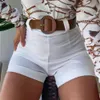 Bureau d'été Lady Shorts taille haute couleur unie dos fermeture éclair maigre pantalons chauds Fi Slim costume a-ligne femmes Shorts Streetwear G9KR #