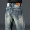 Gespleißte Motorrad Stretch Retro Jeans Männer Fi Marke Slim Fit Loch Mi Stickerei Hosen Party Hip Hop Plus Größe V2fY #