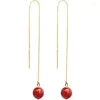 Dangle Chandelier Earrings Natural 10Mm Cinnabar Beads Ear Line Chain Eardrop Easter Accessories Carnival Halloween Aquacture Fools Da Ot7Xp