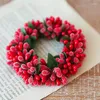 Dekorativa blommor Juleljus Garland Simulerat Berry Xmas Wreath Holder Small Ring Wedding Party vardagsrum matbord
