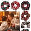 Hair Rubber Bands Christmas Ring Cartoon Print Headrope Party Decoration Girl Band Accessories The Perfect Gift For Your Family Drop Otbve