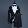 Mäns kostymer grå svart trollkarl Tailcoat Suit Tuxedo Dr Suit Men Party Wedding Dinner Jacket Swallow-Tailed Coat 06sn#