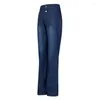 Kvinnors jeans 2024 Vintage Pants High midja Micro Stretch spets blossade bred ben