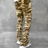 Nieuwe Mannen Fi Hip Hop Camoue Gaten Patch Gesplitst Slanke Jeans Broek Mannelijke Camo Casual Straight Denim Broek M7wd #