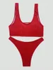 Damenbadebekleidung Sexy geripptes Bandeau Solid Push Up Bikini Sets Zwei Stücke 2024 Frauen Tanga Badeanzug Weiblicher Badeanzug Biquini