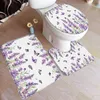 Badmattor Färgglad fjärilsmatta set akvarellfjärilar Abstrakt konstflanell hemmatta badrum dekorera golvmattor toalettskydd
