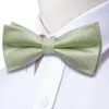 Bow Ties Hi-tie Jacquard Solid Green Butterfly Silk Men Tie Hanky ​​Cufflink Preted Bowtie na męskie przyjęcie weselne biznesowe