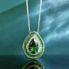 Hangers S925 zilveren ketting grootmoeder groene waterdruppel 8 12 diamanten oorbellen met hoog koolstofgehalte luxe dames