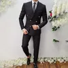 new Arrival Suits for Men Fi Peak Lapel Double Breasted Male Blazer Smart Casual Formal Wedding Tuxedo Slim 2 Piece Set G1MS#