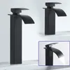 Banyo lavabo musluk aksesuarları musluk şelale atık su /soğuk su musluk siyah için