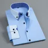 heren Lg Sleeve Dr Shirt N Ir Dubbellaags Busin Formeel Regular Fit Office Camisa Fi Wit Blauw Sociale Shirts w0Jx #
