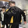 2019 брендовая мужская куртка Harajuku с цветными блоками Homme, теплые куртки в Корейском стиле Fi, мужская верхняя одежда больших размеров, пальто, одежда KK3128 F130 #