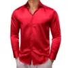 30 Colors Red Burdy Shirts for Men Silk Lg Sleeve Slim Fit Solid Plaid Casual Male Blouses Lapel Tops Clothing Barry Wang C0EW#