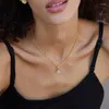 Anhänger Französische minimalistische natürliche Topas 925 Silber vergoldet Anhänger Halskette Frauen Zirkon Wassertropfen schicke Halsketten 2024