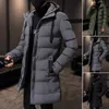 autumn/winter Men's Jacket Cott Clothes Hooded Lg Sleeve Drawstring Mid-Length Trench Coat Parka Parka Men's Lg Trench Coa d1Kx#