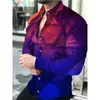Luksusowy Fi Męska koszula towarzyska swobodna łańcuch lamparta Koszula LG Sleeve Streetwear Wysokiej jakości mężczyźni Rozmiar S-5xl 15zp#