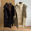 Flauschige weiße Entendaunenfrauen-Winterjacke warme mit Kapuze Parkas weibliche FI-gefälschte zweiteilige Entwurfs-verdickte Schnee-Puffer-Mäntel D2yA #