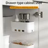 Crochets support de rangement sans couture multi-fonction rétractable armoire de cuisine tiroir Type étagère blanc